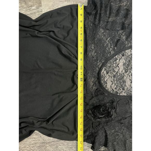 Blueheaven 3X Black Lace Sleeve Top Floral Stretch Blouse Plus Size Women’s - Picture 5 of 7